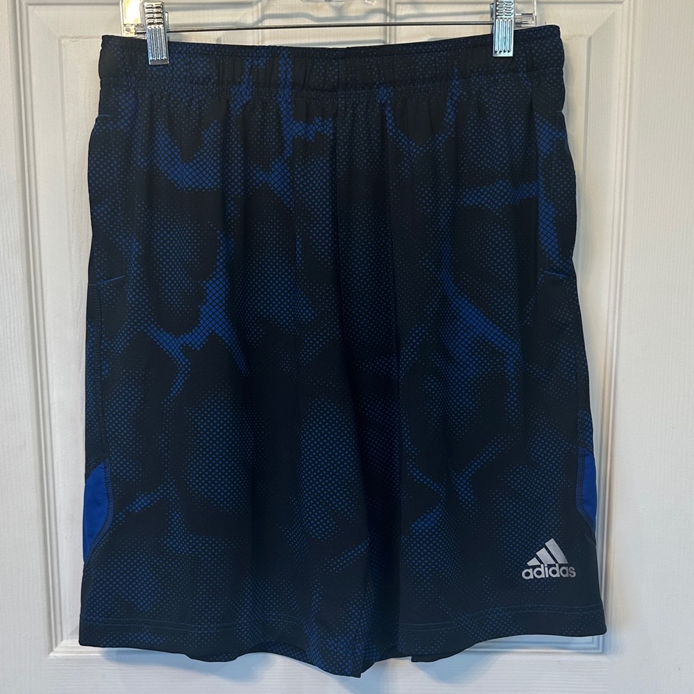 Adidas Men's Black and Blue Athletic Shorts
